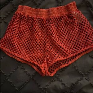 Women's pink Mesh Swim Coverup Shorts